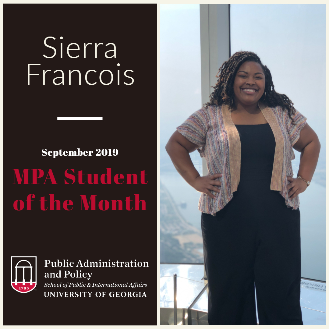 September 2019 Public Administration & Policy MPA Student of the Month: Sierra J. Francois